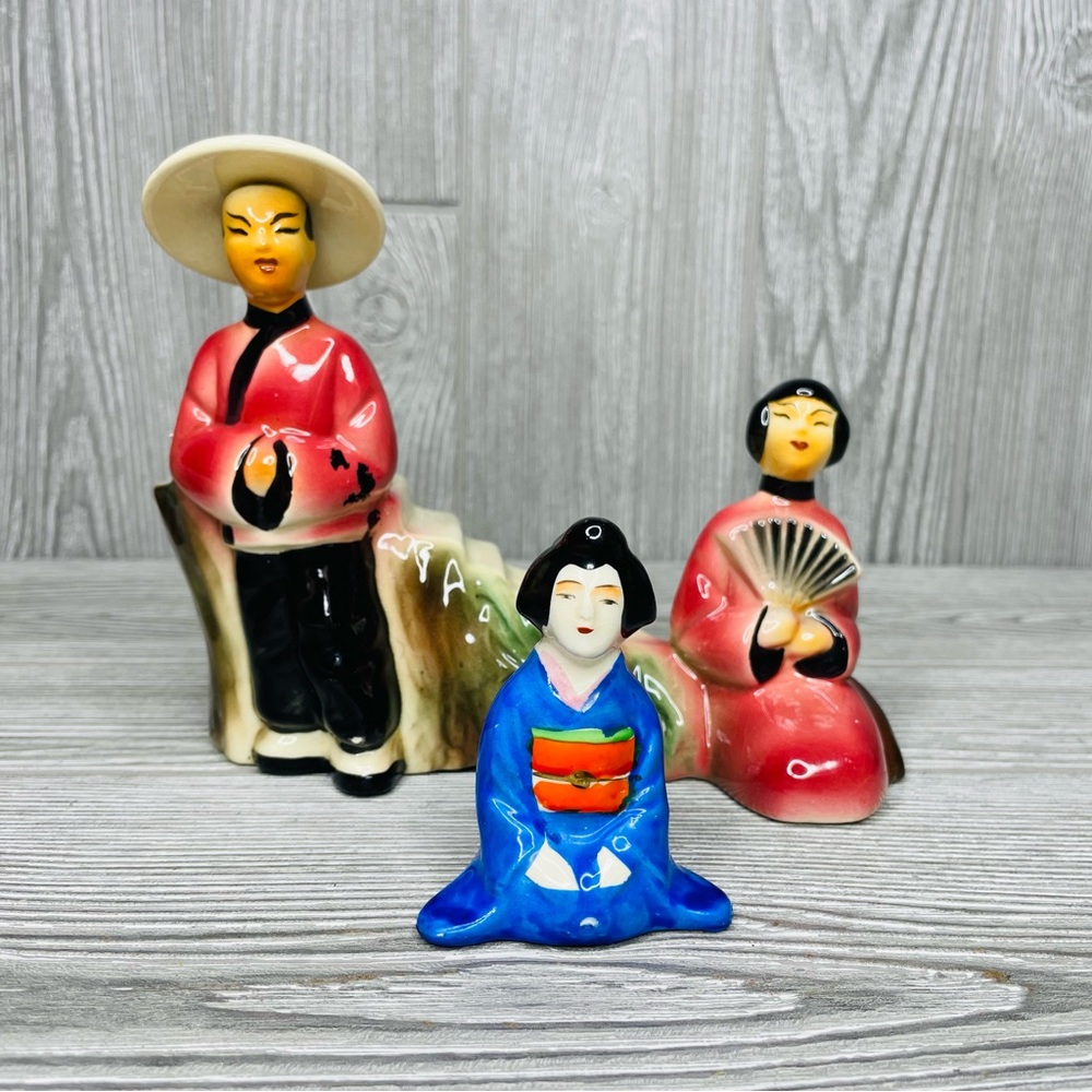 Asian decorations one salt shaker and one table decor toothpick holder / planter